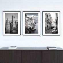 1 tấm áp phích nghệ thuật treo tường Khung tùy chọn Milan Ý Cảnh đen trắng Nhiếp ảnh phong cảnh In Tranh vải Canvas Bãi biển Thuyền Xe buýt Nghệ thuật treo tường Áp phích Trang trí phòng khách Du lịch - nhiều màu - Xem 6