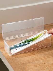 Clear Plastic Vegetable Storage Box: Multi-Purpose, Drainage, And Reusable For Kitchen Organization - Clear - View 2