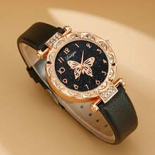 Bộ 4 chiếc đồng hồ thạch anh tròn hình bướm vàng khảm kim cương thời trang hợp thời trang dành cho nữ, thích hợp làm quà tặng cho tiệc tùng, tiệc chiêu đãi, đi kèm với bộ phụ kiện hình bướm phù hợp - Nhiều màu - Xem 6