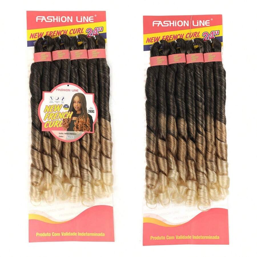 NEW FRENCH 4X Jumbo Braiding Hair Boho Curl Premium Synthetic Fiber 24 Inches 280G For Crochet Braids - Degradado - Ver 1