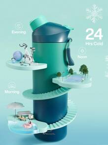 24盎司保溫不鏽鋼水瓶，附吸管和壺嘴蓋，防漏，適合杯架，雙層壁，適用於運動、健身、旅行