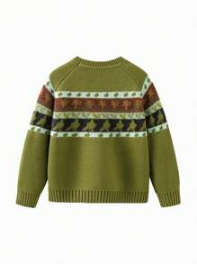 mini bala Bộ sưu tập áo len mềm mại Jacquard vui nhộn cho bé trai và bé gái Thu/Đông - màu xanh lá - Xem 5