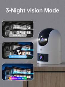JOOAN 5G 3MP Dual Lens Security Camera(64G Memory Card To Be Purchased Separately), Indoor And Outdoor Waterproof Wireless Support 360°PTZ, Camera For Baby/Pet/Home/Shop, Support 2.4G/5G WIFI, Color Night Vision, Cloud&SD Card Storage,2-Way Audio, Smart Motion Tracking, Great For Thanksgiving, Christmas, And Prime Day Gifts - Black and White - View 3