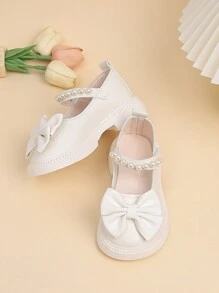 Autumn New Arrivals Girls Leather Shoes, Bowknot Princess Shoes, Baby Shallow Slip-On Loafers, Casual Shoes - White - View 4