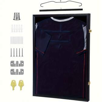 Vitrina grande con cerradura para exhibir jerseys deportivos, adecuada para jerseys y uniformes de béisbol, baloncesto, fútbol, hockey, decoración para el hogar, decoración de habitación