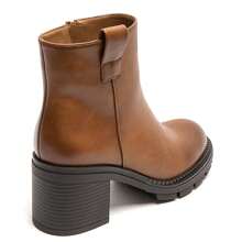 Casual & Versatile Winter Ankle Boots With Warm Fleece Lining - Camel - View 4