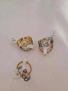Women's Ring With Hollow Hearts, 316L Stainless Steel. FAST SHIPPING. - Vàng - Xem 3