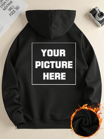 Personalized Patterned Fleece-Lined Hooded Women's Black Sweatshirt, Halloween/Christmas Personalized Customization. Upload Your Photos/Selfies/Group Photos/Landscape Photos/Pet Photos/Logos To Customize Photos Of Friends/Family/Couples/Pets, Birthdays/Anniversaries/Valentine's Day Photos. Women's Casual Pullover Fleece-Lined Hooded Sweatshirt, Black Top/Jacket, Christmas Clothing, Autumn Clothing, Fall Tops, Back-To-School Women's Clothing, Autumn Women's Tops, Winter Women's Clothing, Party Gifts, Gifts For Her.