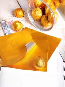 50PCS/100PCS/80pcs/150pcs,Golden/Silver, Aluminum Foil Paper Chocolate Candy Candy Wrapping Paper Tin Foil Paper Small Gift Wrapping Paper Christmas, Valentine's Day Baking Candy Cookie Wrapping - Multicolor - View 8