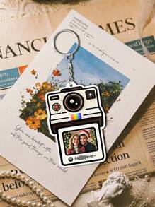 1pc Custom Photo Keychain, Personalized Travel Acrylic Camera Keychain, Personalized Music Code Keychain, Custom Song Code Keychain In Your Pocket, Personalized Keychain With Photo,Custom Vintage Camera Style Photo Keychain, Wedding Photographer Gift, Anniversary Gift, Valentine Gift, Birthday Gift, Mother's Day Gift, Father's Day Gift, Best Friend Gift, Gift For Mom/ Dad/ Her/ Him/ Girlfriend/ Boyfriend/ Wife/ Husband/ Friend