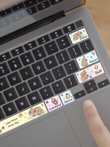 1 set de stickers de clavier rose rêveur et violet - motif mignon d'astronaute de bande dessinée, convient pour les ordinateurs portables Pro13.3 pouces, en matériau PVC jouant le rôle d'embellissement du clavier de l'ordinateur portable anti-rayures, soit à décoller et à coller, soit de 4,72*4,01 pouces