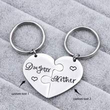 Llavero en forma de rompecabezas de corazón de acero inoxidable personalizado para compartir con madre, hija, novio, novia, pareja. Regalo de cumpleaños