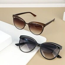 2024 1 件女士猫眼偏光时尚眼镜多色时尚眼镜现代简约风格适合男女户外旅行或海滩派对﻿ - 彩色 - 查看 3