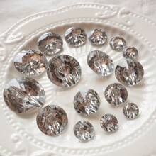 10/20/30 件亚克力仿水晶纽扣，透明双眼心形圆形多功能纽扣，适用于家纺、服装、鞋子、箱包、DIY 工艺品 - 銀白色 - 查看 1