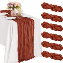 3/6 piezas Camino de mesa de arpillera, Camino de mesa de arpillera y gasa estilo bohemio, Adecuado para fiestas, bodas, decoración de mesa de cena de Pascua, Transparente y rústico de larga duración - Multicolor - Ver 31