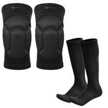 Volleyball Futsal Handball Knee Pad And Sock Kit - 黑色 - 查看 1