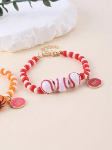 2 件/套儿童篮球和棒球珠 Bff 友谊手链，儿童首饰套装 - 彩色 - 查看 5