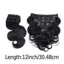 Extensions de cheveux clip-in de vague de corps en cheveux humains réels double trame, extensions de cheveux humains brésiliens vierges en cheveux humains, 8 pièces avec 18 clips par paquet pour femmes