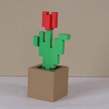 1 件像素化花卉装饰，塑料材质，适用于卧室和客厅装饰，独特的家居装饰品，无需电源 - 彩色 - 查看 1