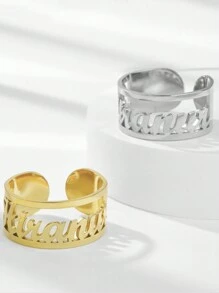 Personalized Customized Name Rings Name Rings Men's And Women's Stainless Steel Hollow Name Rings Bridesmaid And Groomsmen Gifts Anniversary/Birthday/Christmas/Valentine's Day Gifts/Mother's Day Gift