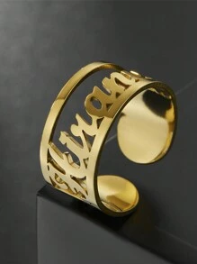 Personalized Customized Name Rings Name Rings Men's And Women's Stainless Steel Hollow Name Rings Bridesmaid And Groomsmen Gifts Anniversary/Birthday/Christmas/Valentine's Day Gifts/Mother's Day Gift