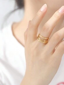 Personalized Customized Name Rings Name Rings Men's And Women's Stainless Steel Hollow Name Rings Bridesmaid And Groomsmen Gifts Anniversary/Birthday/Christmas/Valentine's Day Gifts/Mother's Day Gift