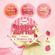 KOEC 草莓蛋糕身体保湿霜，芬芳深层滋养身体乳，日常保湿身体乳 - 紅色 - 查看 1