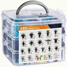 Besper Bộ 680 kẹp khóa xe bằng nhựa, cản xe hybrid di động, tấm trang trí cửa, đinh tán cản xe, bộ khóa xe - màu đen - Xem 7