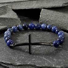 1 chiếc vòng tay đính hạt và thánh giá bằng đồng thau bán quý mới dành cho nam, trang sức thủ công kèm thiệp, quà tặng ngày lễ Giáng sinh, năm mới, ngày lễ tình nhân - đi qua - Xem 3