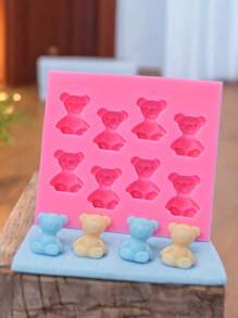1pc Mirror Resin Clay Silicone Mold Jewelry Pendant, 8pcs Mini Bear Shaped Silicone Resin Craft Mold For DIY - Multicolor - View 1