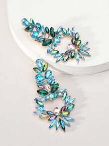 1 Pair Stylish Elegant Luxury Rhinestone Floral Chandelier Earrings For Women Suitable For Formal Prom Holiday Party Fashion Accessories Jewelry Gifts - Multicolor - View 8