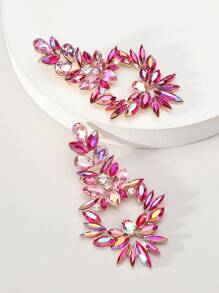 1 Pair Stylish Elegant Luxury Rhinestone Floral Chandelier Earrings For Women Suitable For Formal Prom Holiday Party Fashion Accessories Jewelry Gifts - Multicolor - View 10