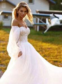 1 Cặp tay áo lưới mỏng dài dành cho cô dâu, thích hợp cho tiệc trang trọng, đám cưới, phụ kiện váy cưới để che cánh tay, trang phục mùa thu dành cho phụ nữ - Màu be - Xem 6