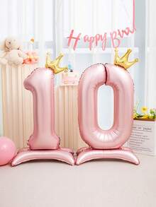 1 quả bóng bay hình vương miện màu đen 32 inch có đế, nền trang trí đứng màu xanh lá cây giỏ màu đen hồng, thích hợp cho tiệc sinh nhật, lễ kỷ niệm, chụp ảnh sinh nhật, trang trí ngày lễ Giáng sinh - Hồng - Xem 1