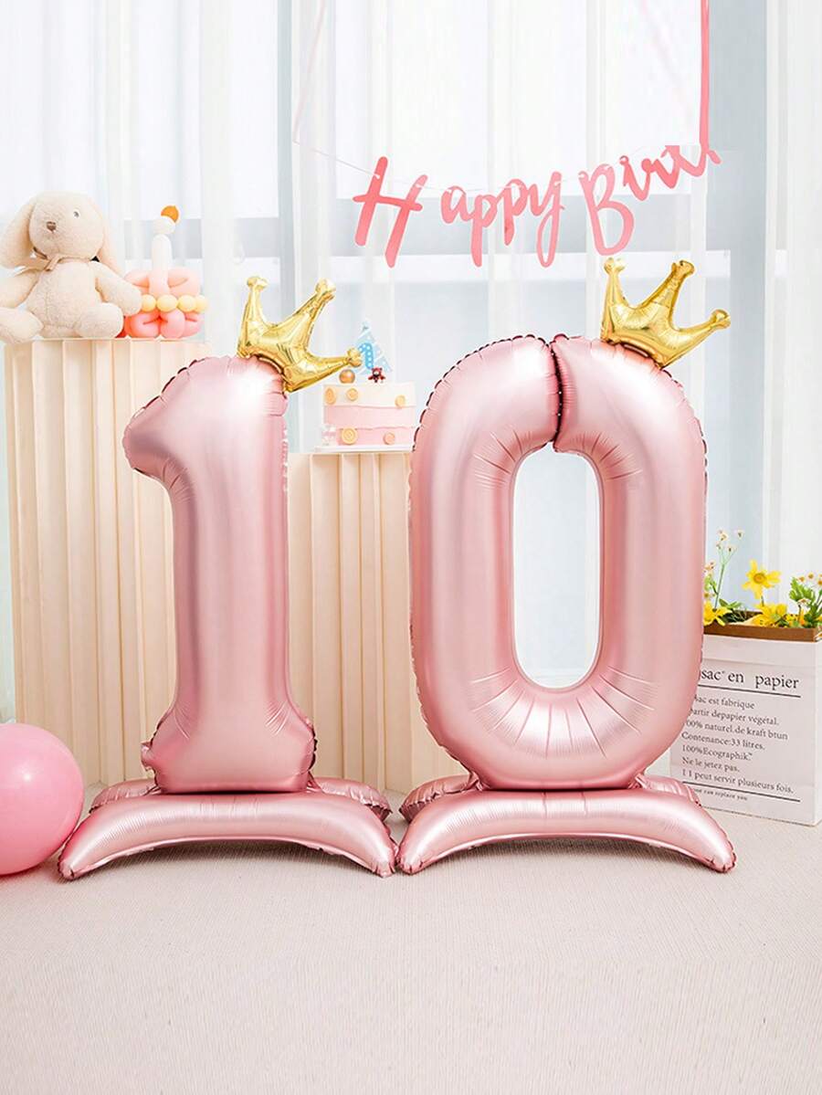 1 quả bóng bay hình vương miện màu đen 32 inch có đế, nền trang trí đứng màu xanh lá cây giỏ màu đen hồng, thích hợp cho tiệc sinh nhật, lễ kỷ niệm, chụp ảnh sinh nhật, trang trí ngày lễ Giáng sinh - Hồng - Xem 1