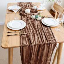 3/6 piezas Camino de mesa de arpillera, Camino de mesa de arpillera y gasa estilo bohemio, Adecuado para fiestas, bodas, decoración de mesa de cena de Pascua, Transparente y rústico de larga duración - Multicolor - Ver 44