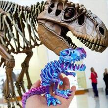 3D 打印恐龙雕像，具有灵活的下巴和可移动的全身关节，可收藏的展示模型，生日/复活节/圣诞节/节日礼物 - 彩色 - 查看 2
