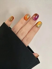 Monina 30 件精美猫眼美甲贴纸，彩虹糖猫眼水晶，手工渐变，半透明，甜美糖果玻璃珠猫眼，时尚迷人，朦胧星空，节日送给女性的完美礼物 - 珊瑚粉 - 查看 6