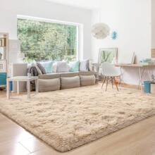 Alfombra mullida para dormitorio, alfombra de felpa de color tostado claro para sala de estar, alfombra suave para guardería infantil, alfombra antideslizante para comedor, dormitorio, cocina, alfombras lavables, beige - Beis - Ver 1