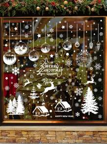 9 miếng, Miếng dán cửa sổ Giáng sinh 9 miếng dán cửa sổ tĩnh điện PVC cho cửa sổ kính Miếng dán cửa sổ tuyết Giáng sinh để trang trí văn phòng tại nhà cho Giáng sinh - Nhiều màu - Xem 2