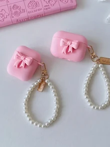 蝴蝶结蓝牙耳机保护套 3D 粉色蝴蝶结/花朵软壳 兼容苹果 Pro 3/4 代、Pro 2 保护套，适用于无线耳机，春季生日礼物 - 粉紅色 - 查看 3