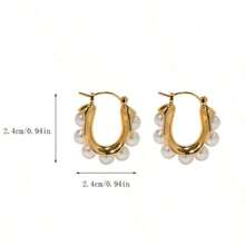 A Pair Of Vintage French High Class Faux Pearl Earrings Fashion Simple U-Shaped Buckle Fashion  Niche All-Matching Earrings