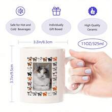 1pc Customizable Pet Photo Mug, Smooth Surface, Ceramic Material, Captures Pet's Daily Life, Suitable Gift For Family, Partner, Friends On Birthday, Holiday - White - View 4