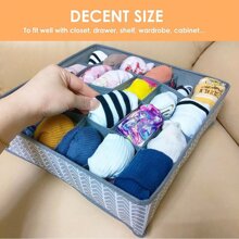 袜子和内衣抽屉整理器，可折叠衣柜和橱柜储物盒，用于衣服、袜子、内衣、领带 - 24 个隔间（灰色）学校用品学校配件返校大学生组织者学校组织者袋教师储物袋组织者储物箱衣柜整理器用于服装衣柜储物衣柜隔板衣柜隔板适用于卧室宿舍毛衣袜子裤子牛仔裤内衣袋用于学校学校用品