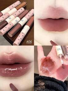 Brillo de labios doble espejo y mate 2 en 1, brillo de labios hidratante con aceites esenciales, tinte labial líquido brillante, labios hidratados y talla grande voluminosos, glaseado labial dulce de larga duración - Multicolor - Ver 8