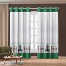 Printed Curtain 3.00 X 2.20 Christmas Decoration For Living Room Kitchen, Full Window - Kẹp hạt dẻ Giáng sinh - Xem 1