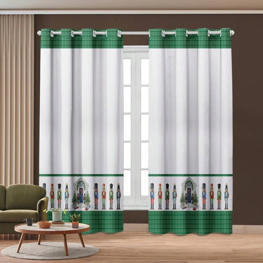 Printed Curtain 3.00 X 2.20 Christmas Decoration For Living Room Kitchen, Full Window - Kẹp hạt dẻ Giáng sinh - Xem 1