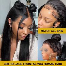 360 Straight Full Lace Front Wigs Human Hair For Women 180% Density Pre Plucked 100% Human Hair Brazilian Virgin Lace Frontal Wigs Human Hair Natural Color - Natural Black - View 10