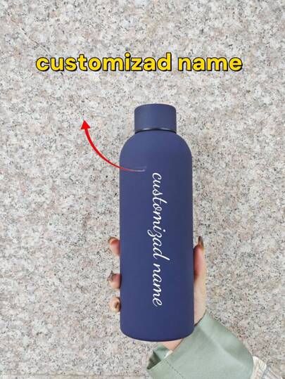 1pc Custom Printed Name 500ml American Style Slim Sport Bottle, Double Wall Stainless Steel Vacuum Insulated Large Capacity Water Flask, Portable For Outdoor Easy To Clean, Exquisite, High-Quality Custom, Personalized, Unique Ideal Gifts For Her Her, Boyfriend, Girlfriend, Dad, Mom, Family, Friends, Son, Daughter, School Students, Ideal Gifts For Him, For Anniversaries, For Valentine's Day, For Mother's Day, For Birthdays, For Father's Day, For Graduation, For Weddings, For Housewarming