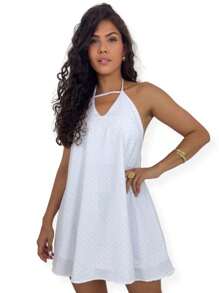 Ana Brilho Jumpsuit With Dune Fabric Cup With Rhinestones Short Fashion Women's Clothing A-3 - trắng - Xem 2